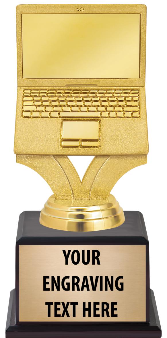 7.5" TROPHY ON BROWN WOOD BASE