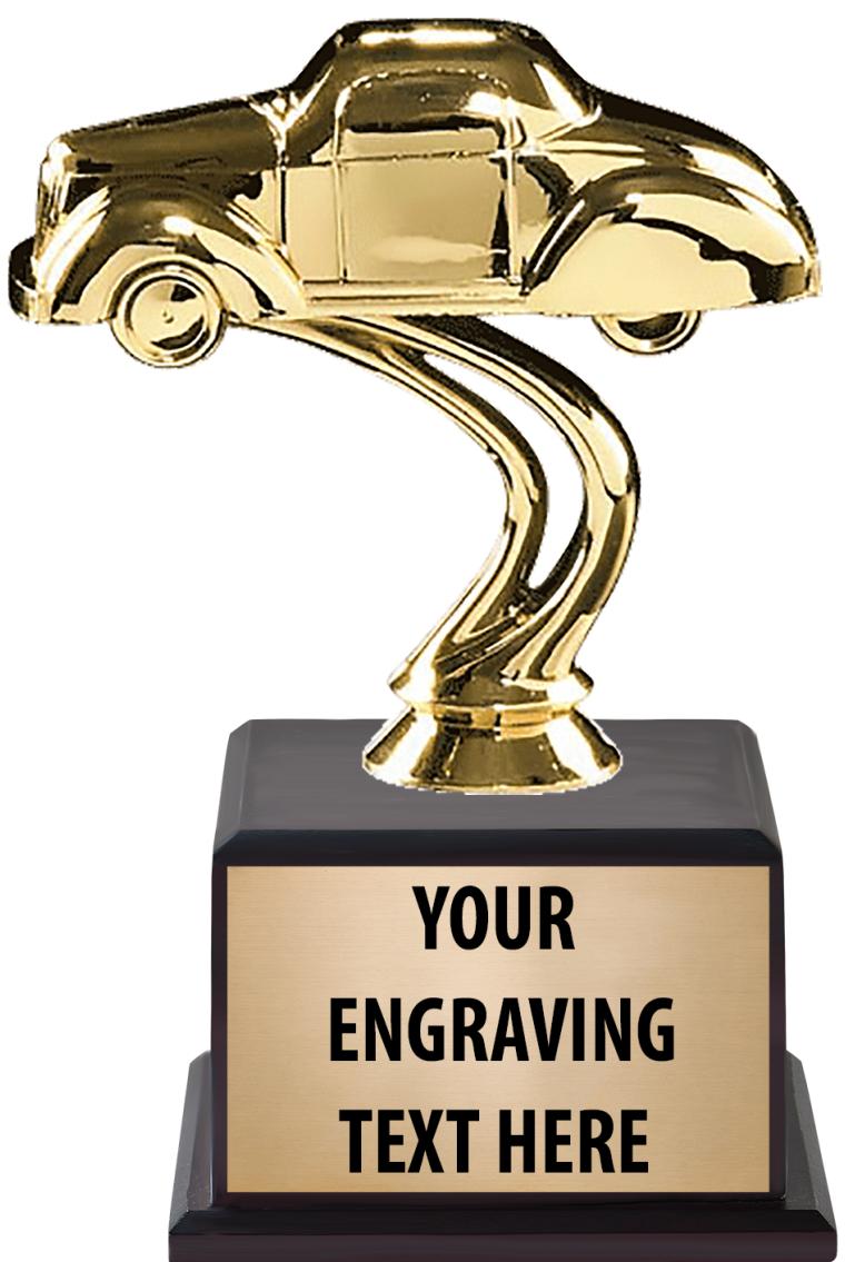 7.5" TROPHY ON BROWN WOOD BASE