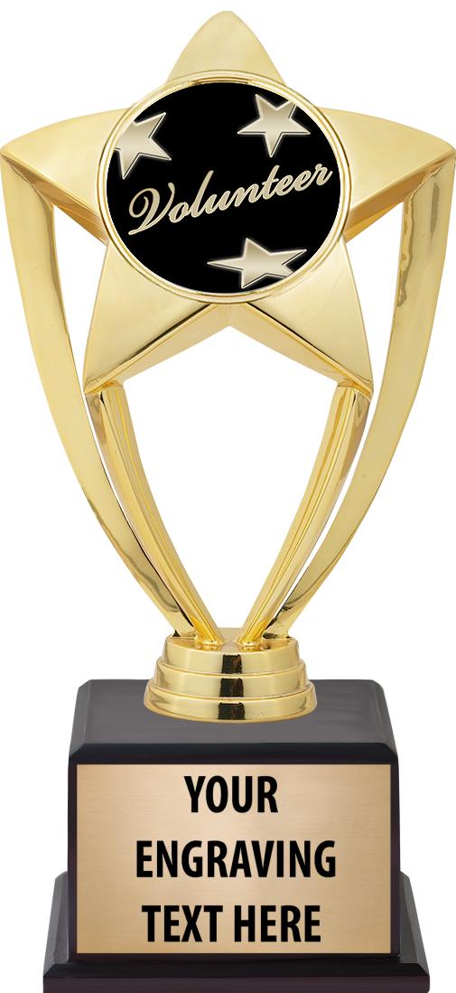 7.5" TROPHY ON BROWN WOOD BASE