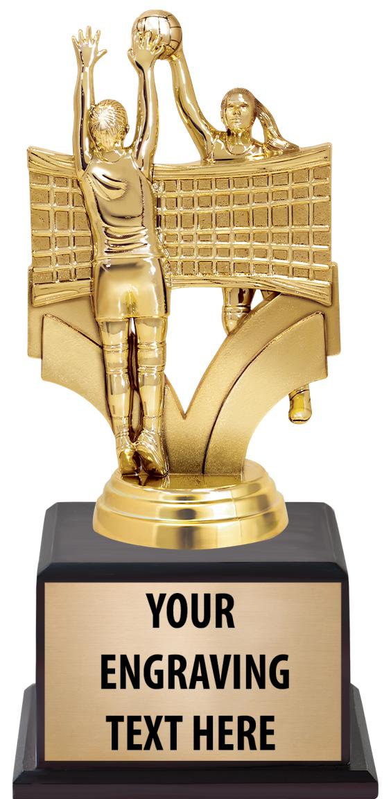 7.5" TROPHY ON BROWN WOOD BASE