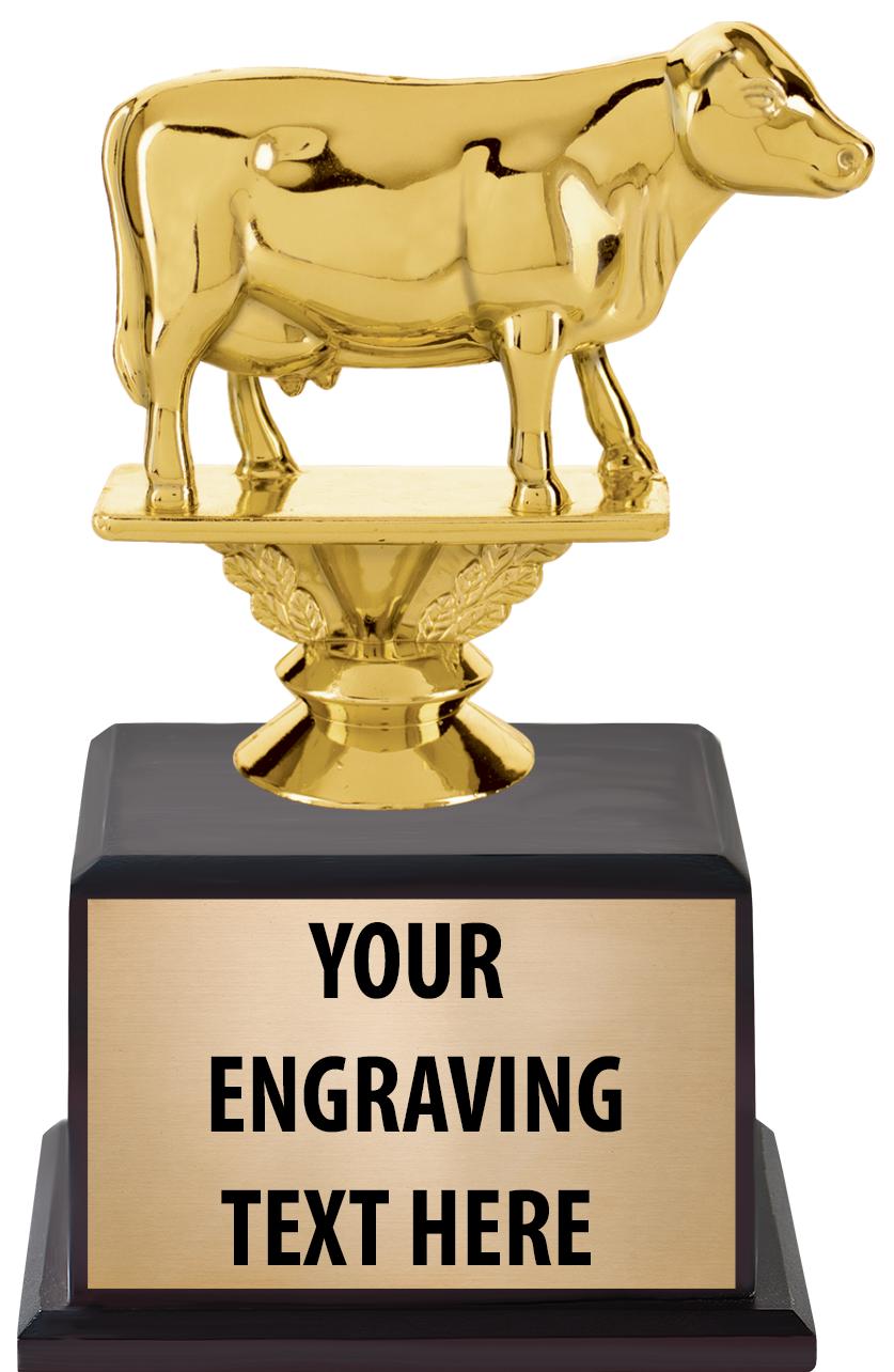 7.5" TROPHY ON BROWN WOOD BASE