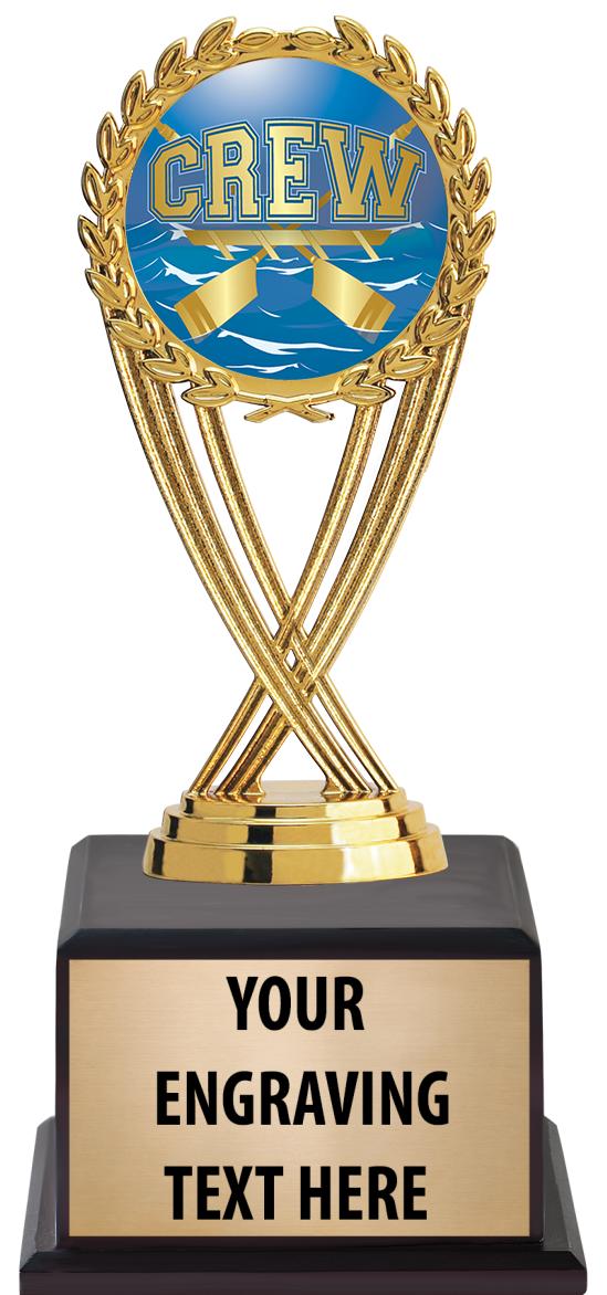 7.5" TROPHY ON BROWN WOOD BASE