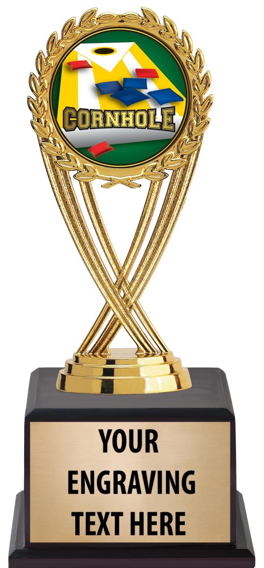 7.5" TROPHY ON BROWN WOOD BASE