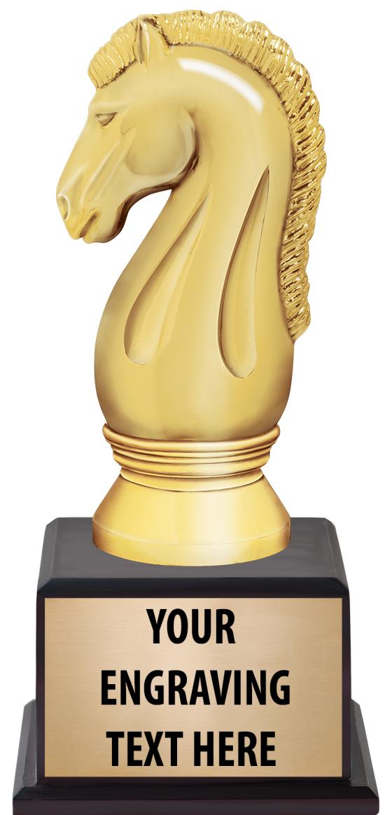 7.5" TROPHY ON BROWN WOOD BASE