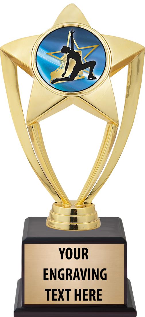 7.5" TROPHY ON BROWN WOOD BASE