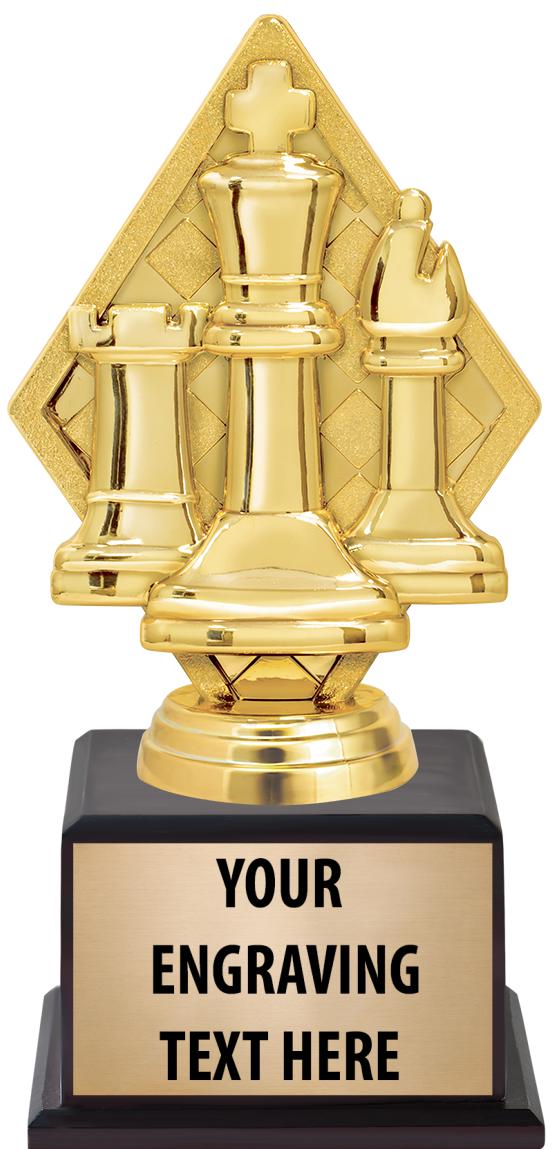 7.5" TROPHY ON BROWN WOOD BASE