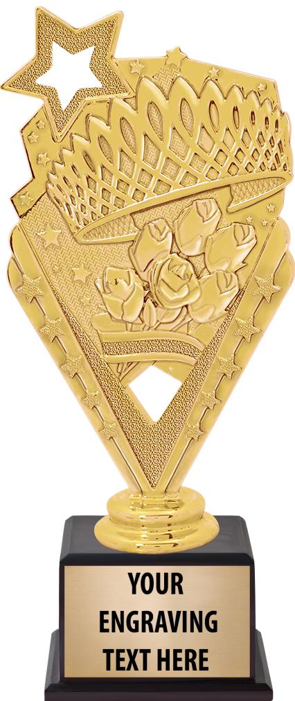 7.5" TROPHY ON BROWN WOOD BASE