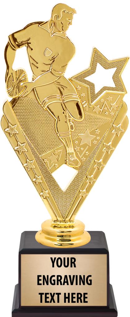 7.5" TROPHY ON BROWN WOOD BASE