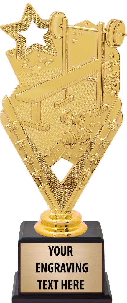 7.5" TROPHY ON BROWN WOOD BASE