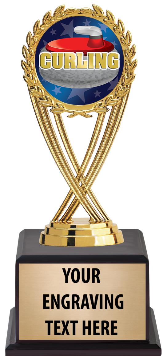 7.5" TROPHY ON BROWN WOOD BASE