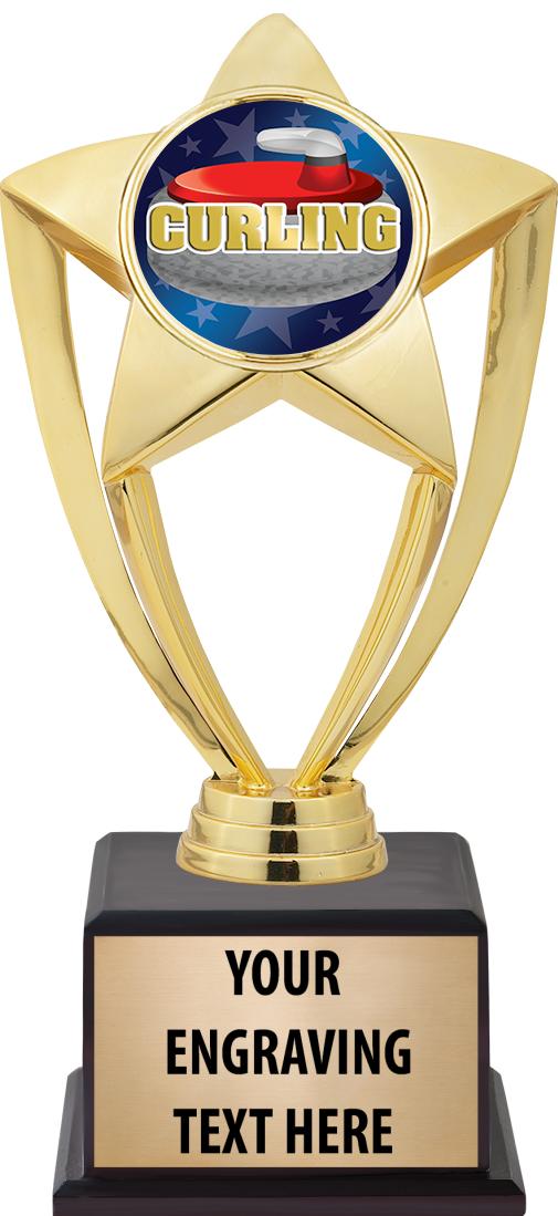 7.5" TROPHY ON BROWN WOOD BASE