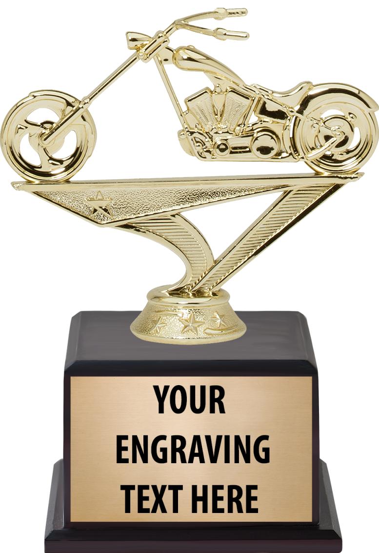 7.5" TROPHY ON BROWN WOOD BASE