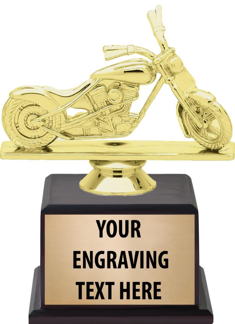 7.5" TROPHY ON BROWN WOOD BASE