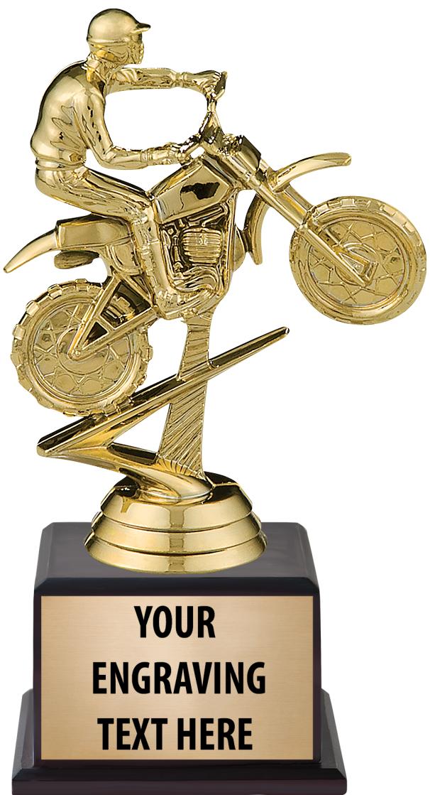 7.5" TROPHY ON BROWN WOOD BASE