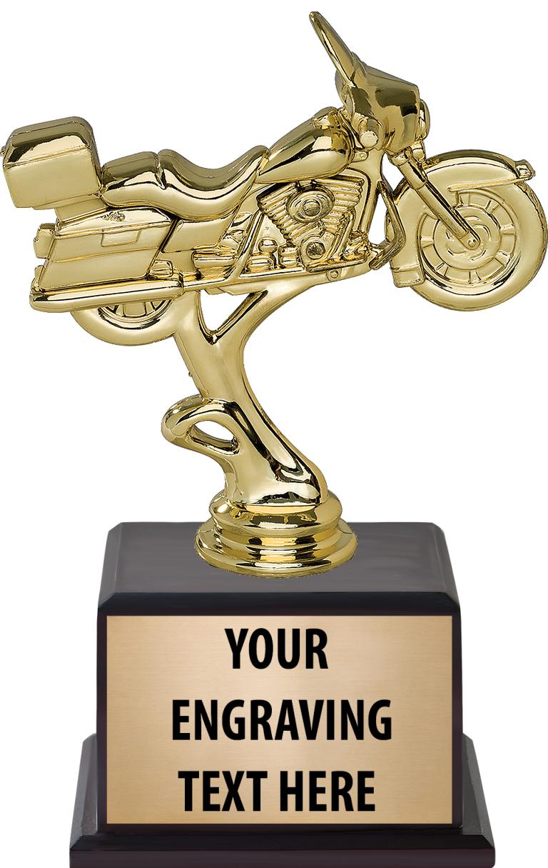 7.5" TROPHY ON BROWN WOOD BASE