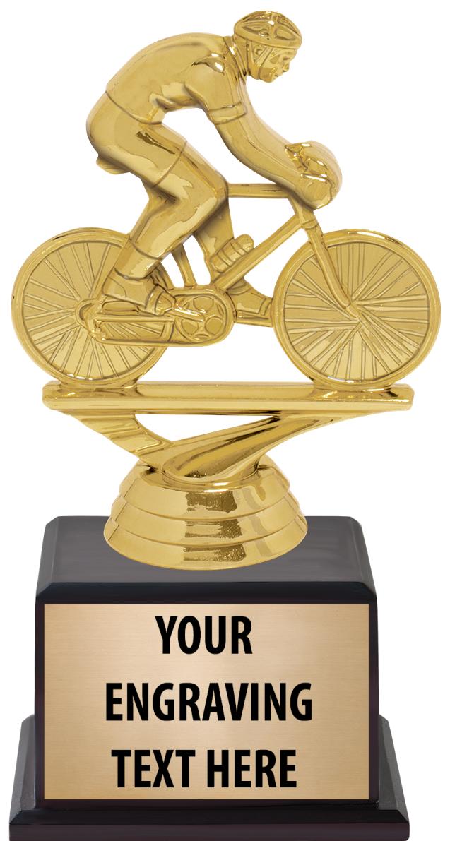 7.5" TROPHY ON BROWN WOOD BASE