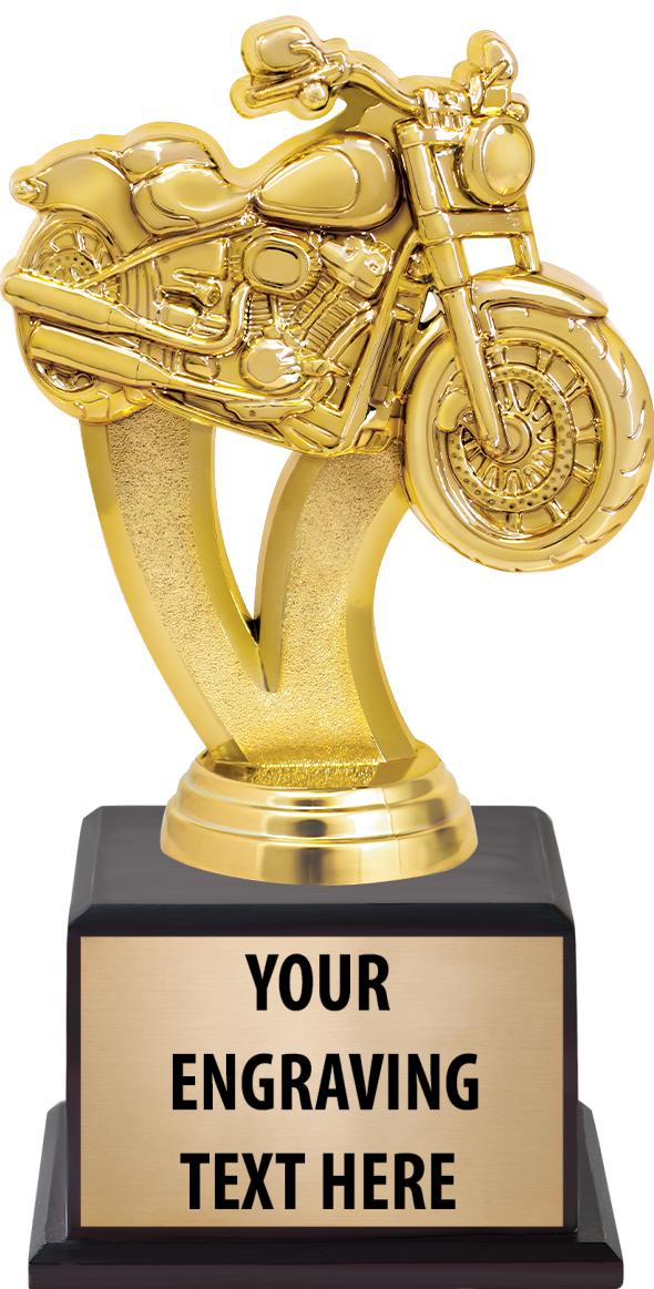 7.5" TROPHY ON BROWN WOOD BASE