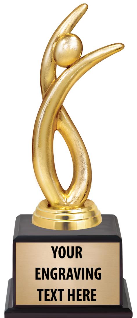 7.5" TROPHY ON BROWN WOOD BASE