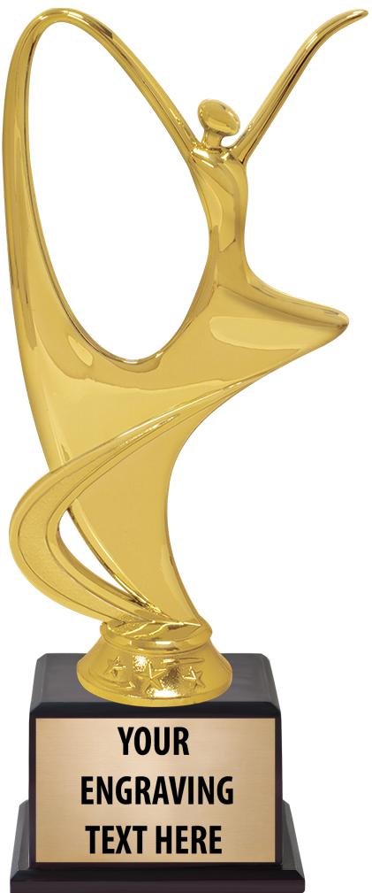 7.5" TROPHY ON BROWN WOOD BASE