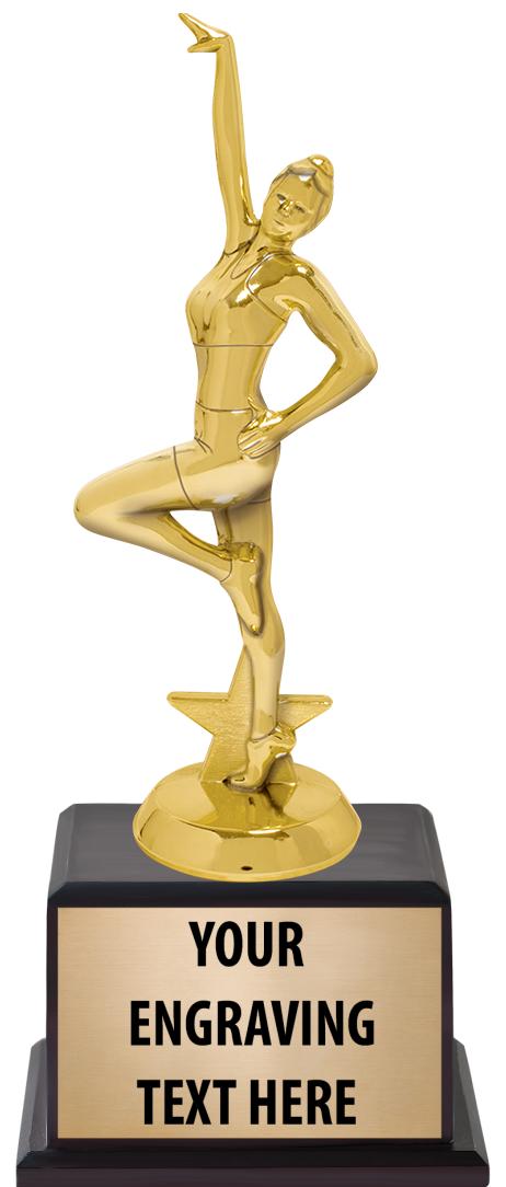 7.5" TROPHY ON BROWN WOOD BASE