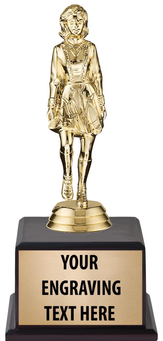 7.5" TROPHY ON BROWN WOOD BASE