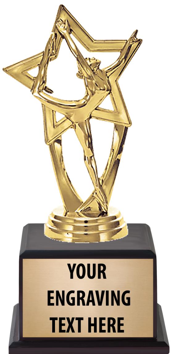 7.5" TROPHY ON BROWN WOOD BASE