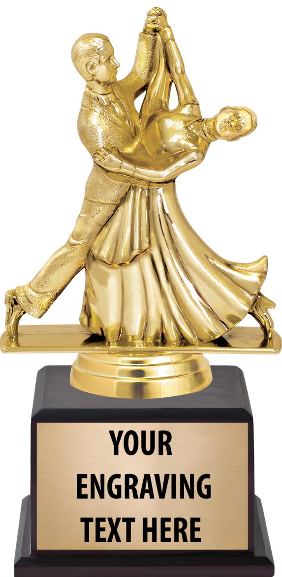 7.5" TROPHY ON BROWN WOOD BASE