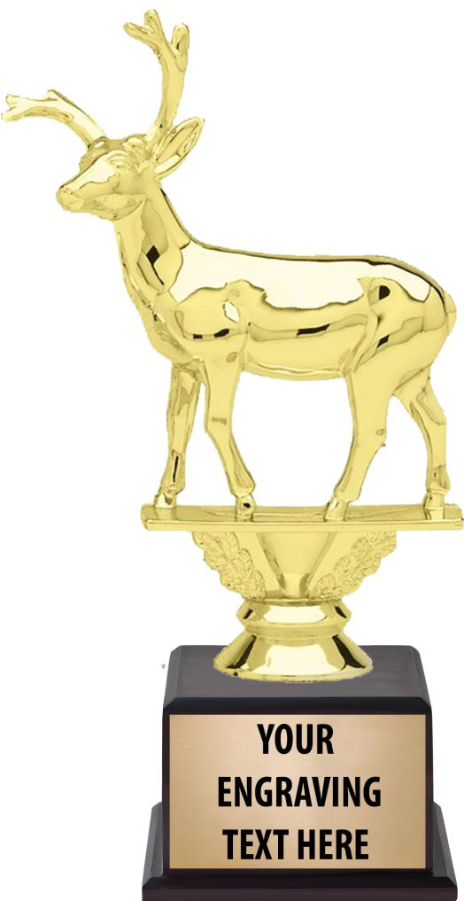 7.5" TROPHY ON BROWN WOOD BASE