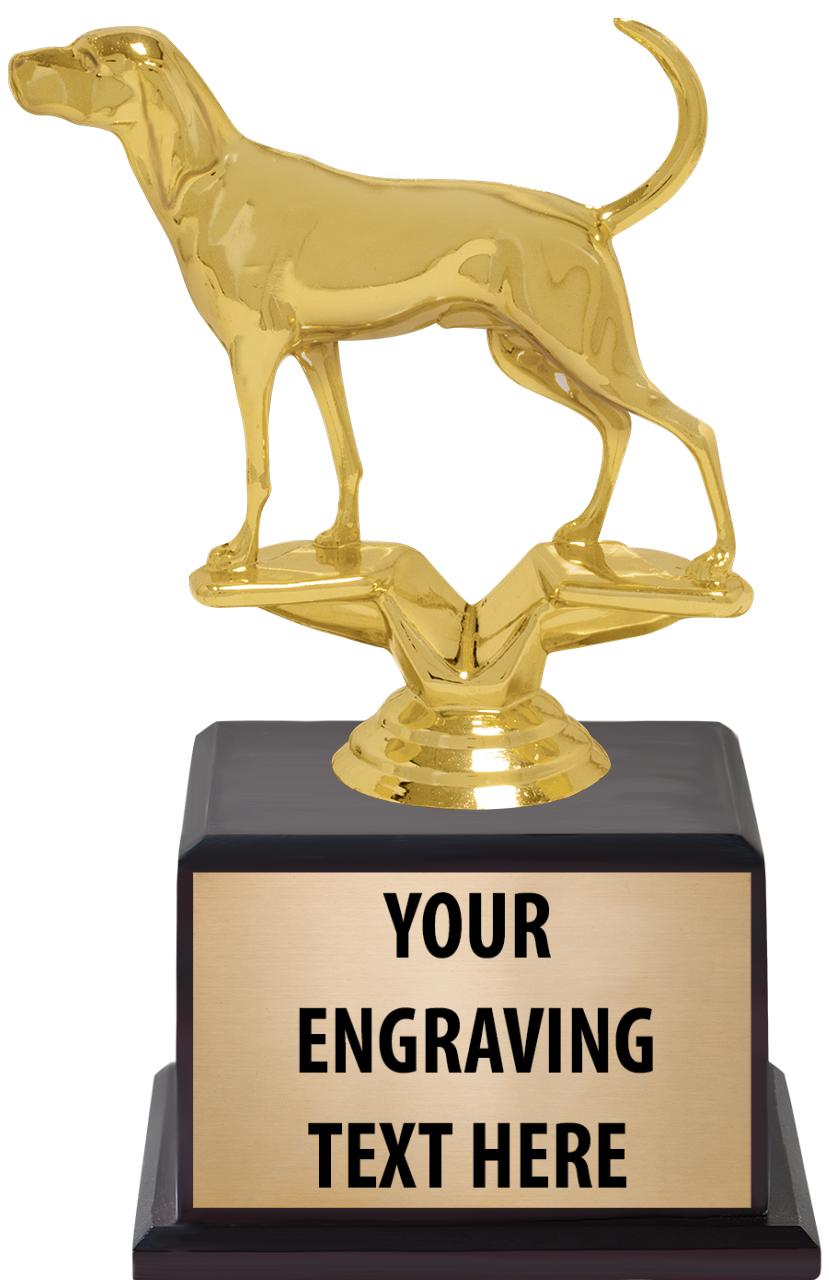 7.5" TROPHY ON BROWN WOOD BASE