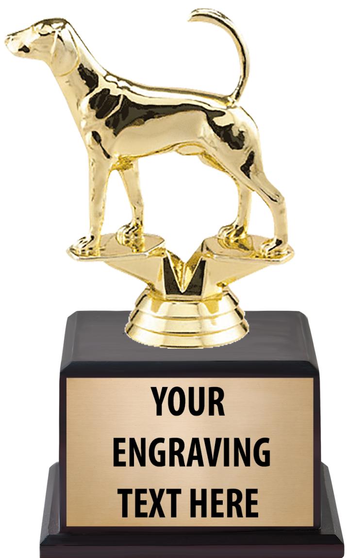 7.5" TROPHY ON BROWN WOOD BASE