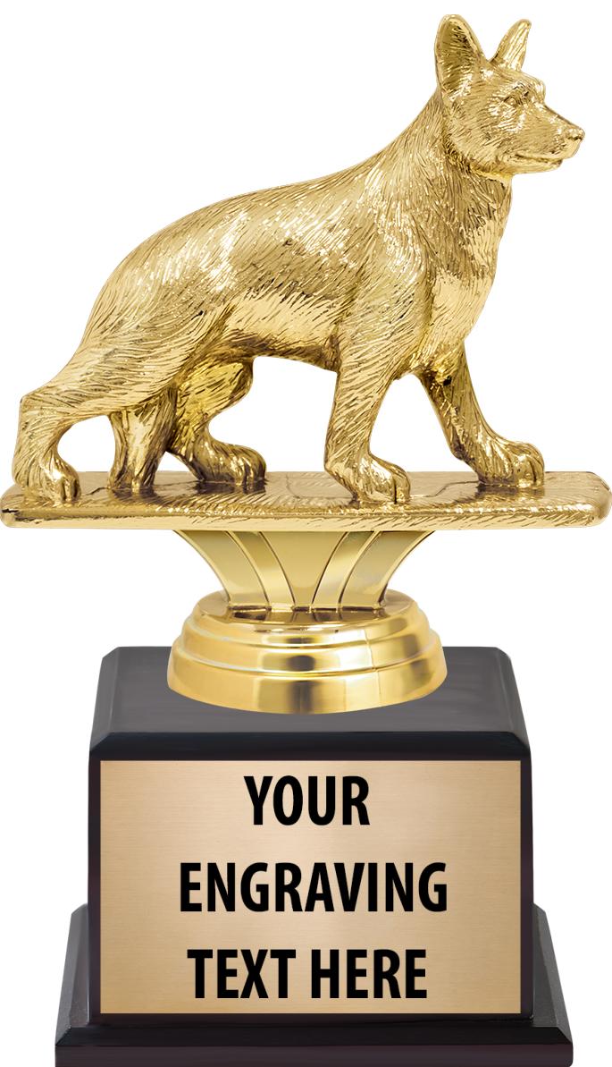 7.5" TROPHY ON BROWN WOOD BASE