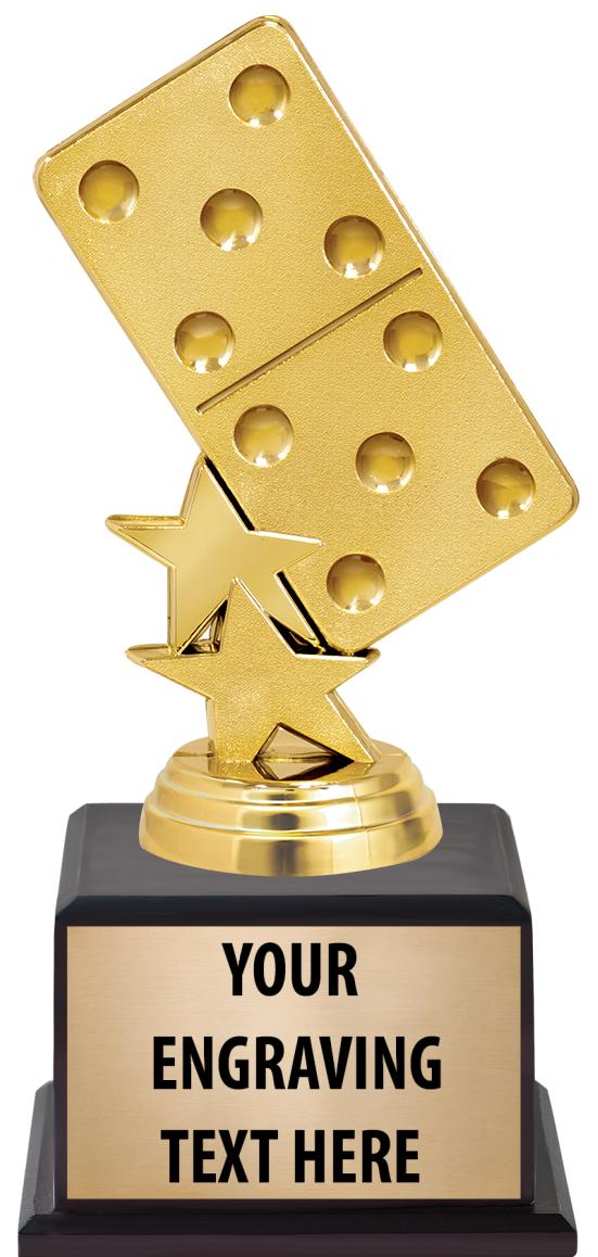 7.5" TROPHY ON BROWN WOOD BASE