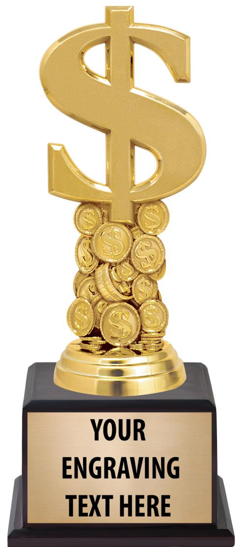 7.5" TROPHY ON BROWN WOOD BASE