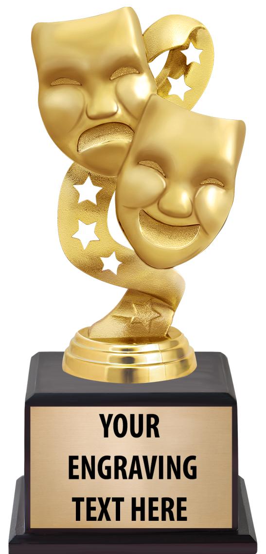 7.5" TROPHY ON BROWN WOOD BASE