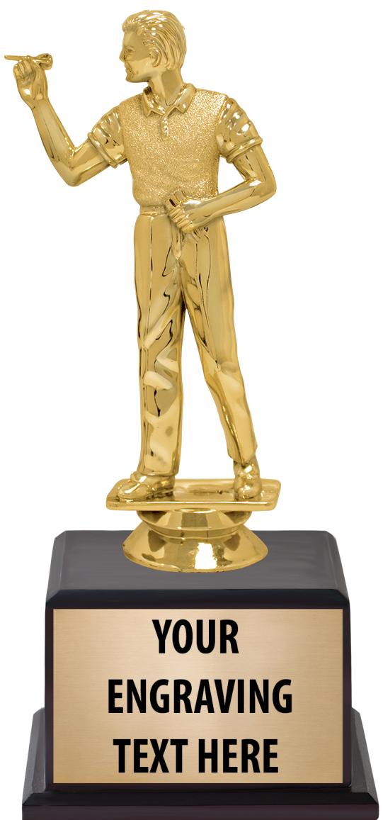 7.5" TROPHY ON BROWN WOOD BASE