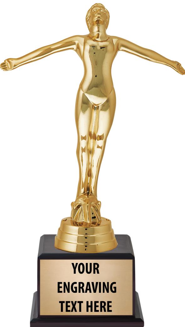 7.5" TROPHY ON BROWN WOOD BASE