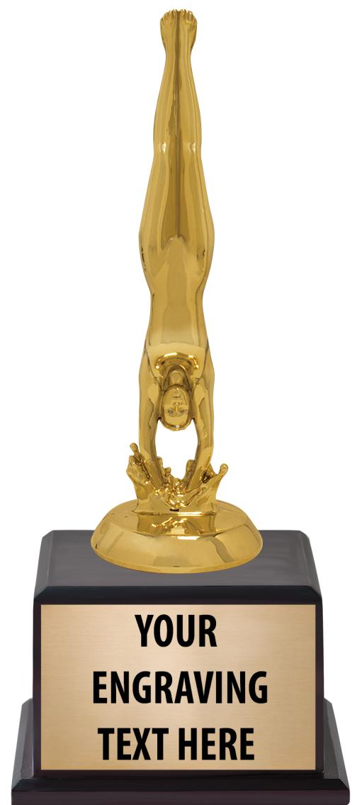 7.5" TROPHY ON BROWN WOOD BASE