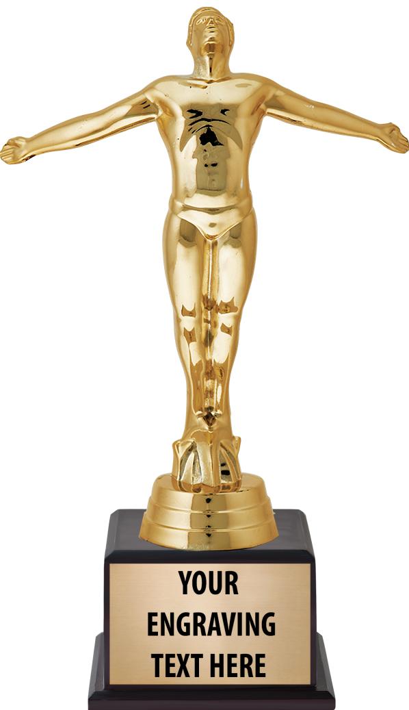 7.5" TROPHY ON BROWN WOOD BASE