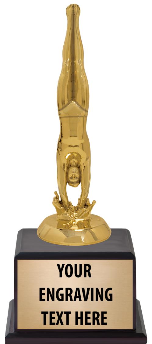 7.5" TROPHY ON BROWN WOOD BASE