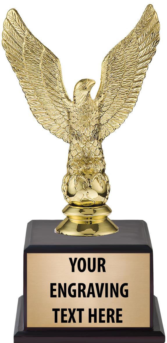 7.5" TROPHY ON BROWN WOOD BASE