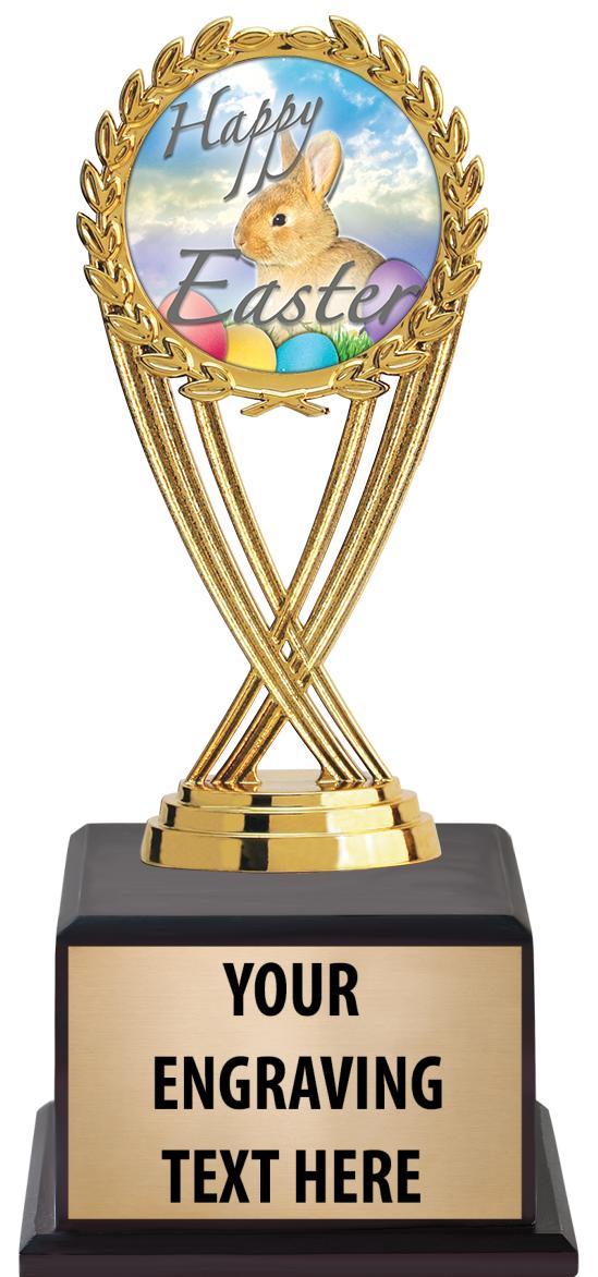 7.5" TROPHY ON BROWN WOOD BASE