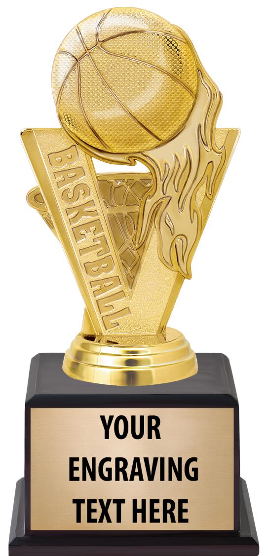 7.5" TROPHY ON BROWN WOOD BASE