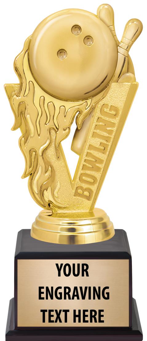 7.5" TROPHY ON BROWN WOOD BASE