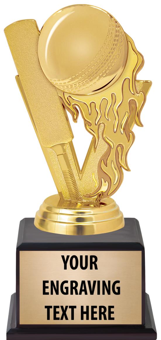 7.5" TROPHY ON BROWN WOOD BASE