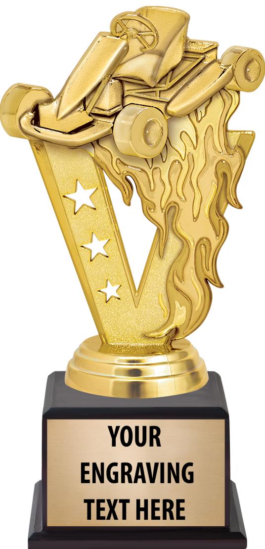 7.5" TROPHY ON BROWN WOOD BASE