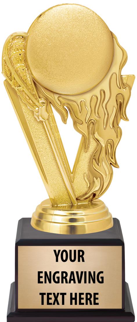 7.5" TROPHY ON BROWN WOOD BASE