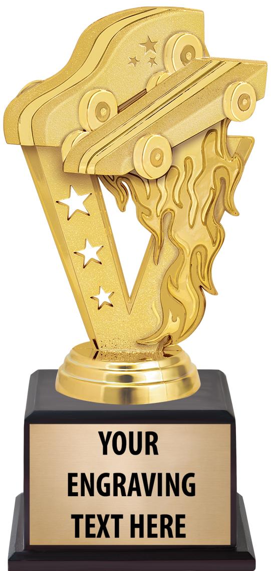 7.5" TROPHY ON BROWN WOOD BASE