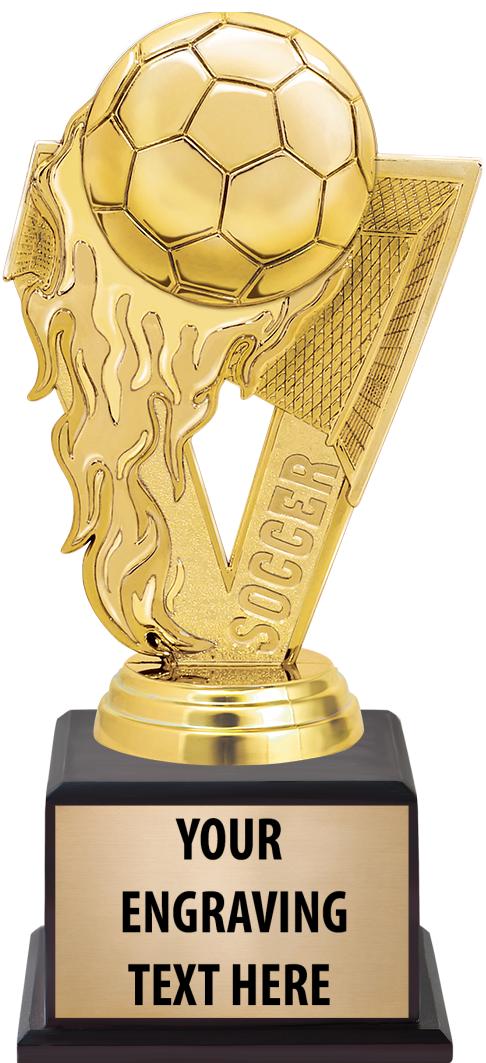 7.5" TROPHY ON BROWN WOOD BASE