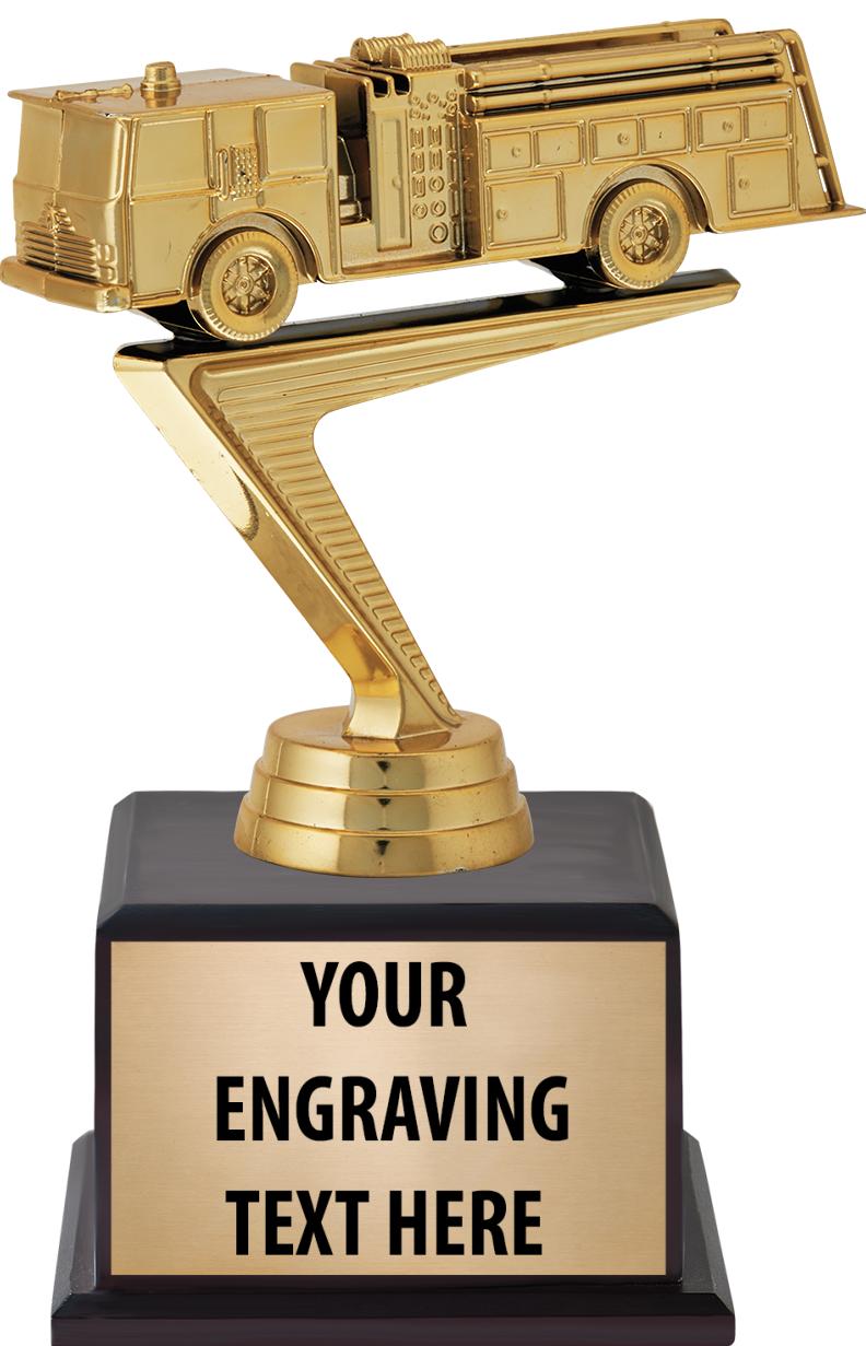 7.5" TROPHY ON BROWN WOOD BASE