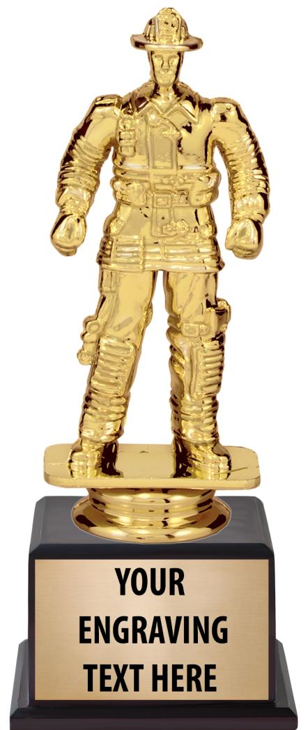 7.5" TROPHY ON BROWN WOOD BASE